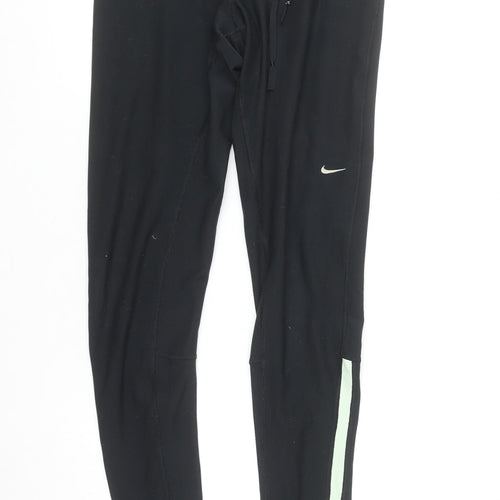 Nike Womens Black Dri-FIT Running Leggings Size S Ankle Zip