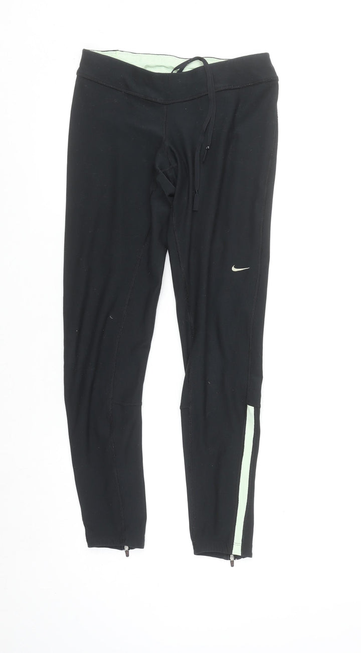 Nike Womens Black Dri-FIT Running Leggings Size S Ankle Zip