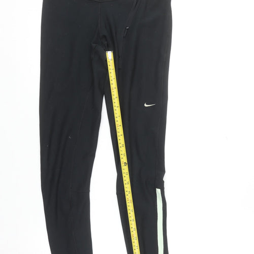Nike Womens Black Dri-FIT Running Leggings Size S Ankle Zip