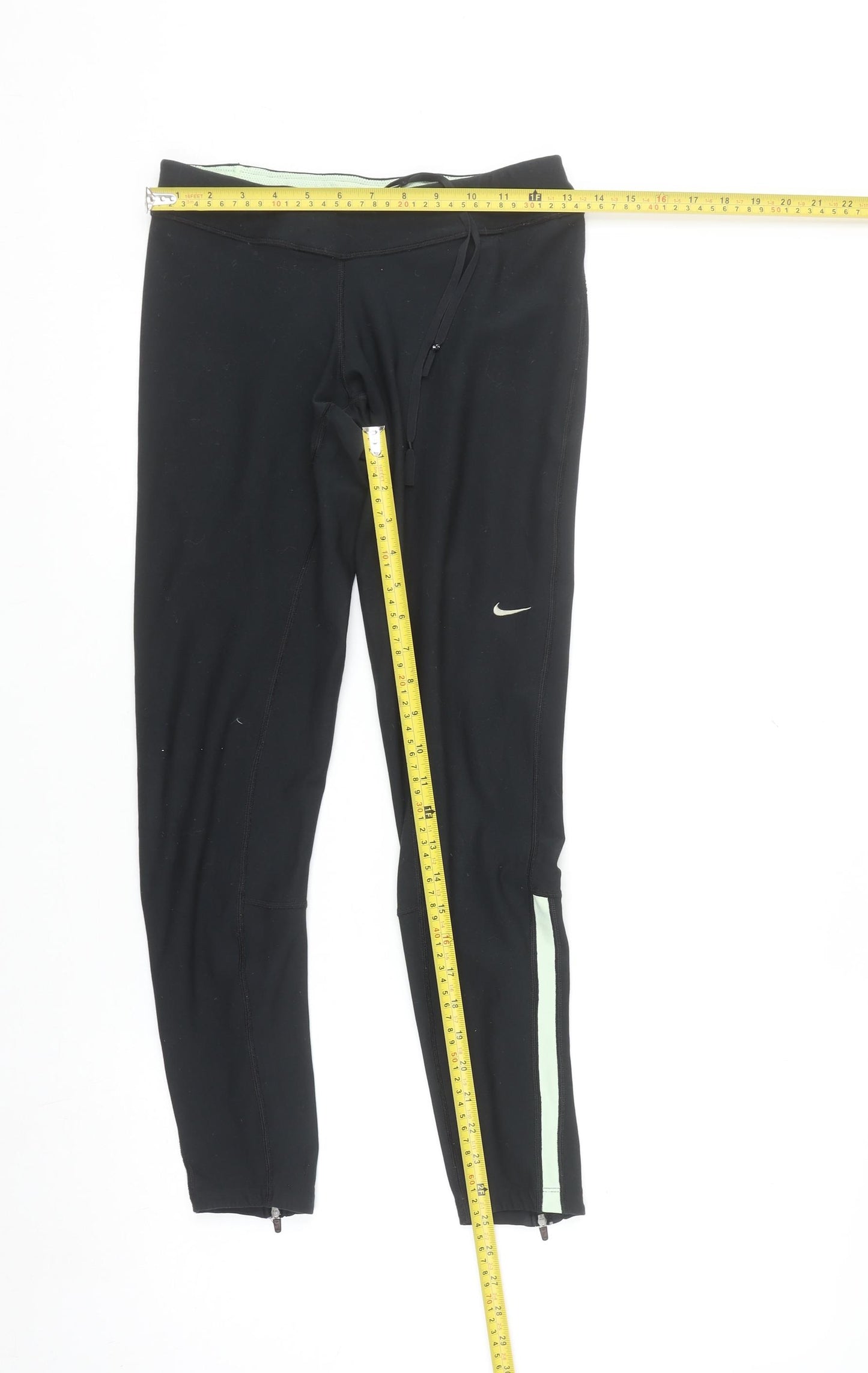 Nike Womens Black Dri-FIT Running Leggings Size S Ankle Zip