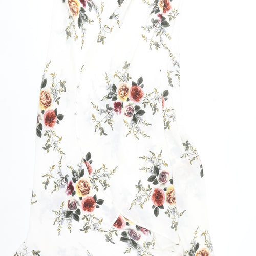 AEVERSE Women’s White Floral Wrap Midi Skirt Size S Lightweight