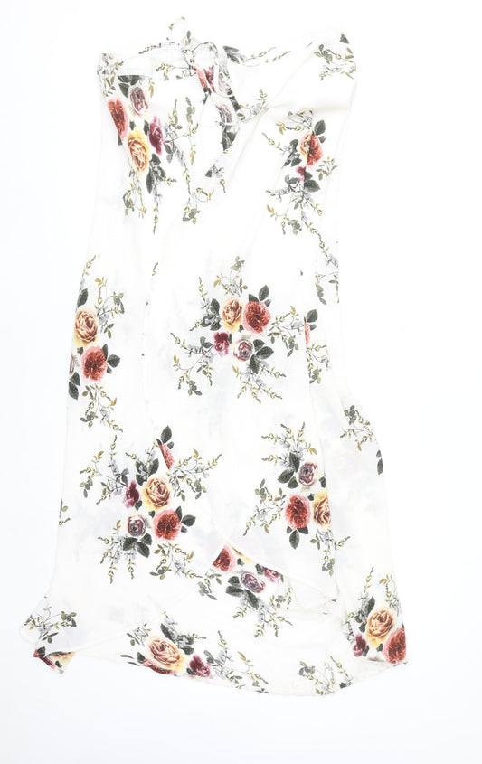 AEVERSE Women’s White Floral Wrap Midi Skirt Size S Lightweight