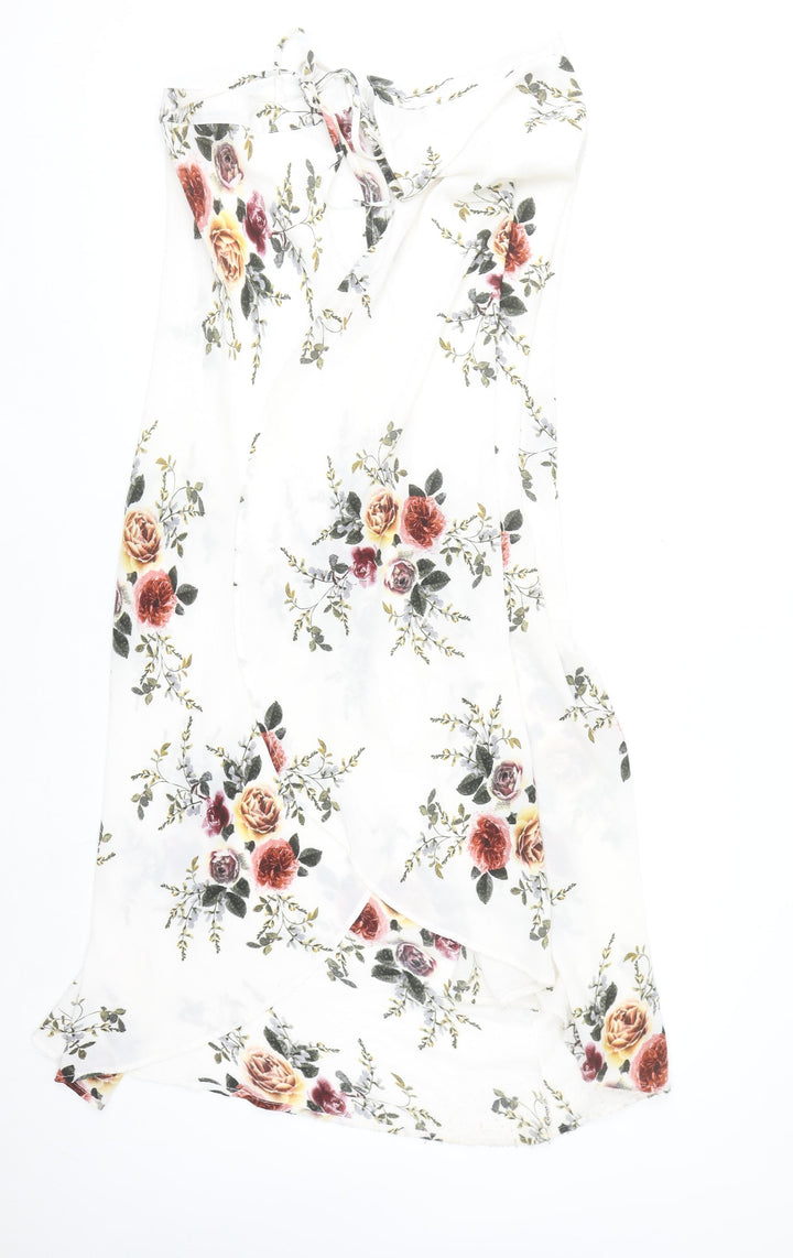 AEVERSE Women’s White Floral Wrap Midi Skirt Size S Lightweight