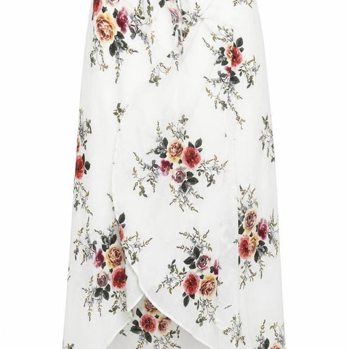 AEVERSE Women’s White Floral Wrap Midi Skirt Size S Lightweight