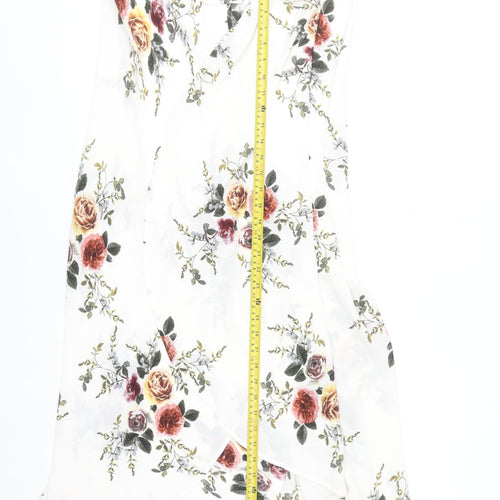 AEVERSE Women’s White Floral Wrap Midi Skirt Size S Lightweight