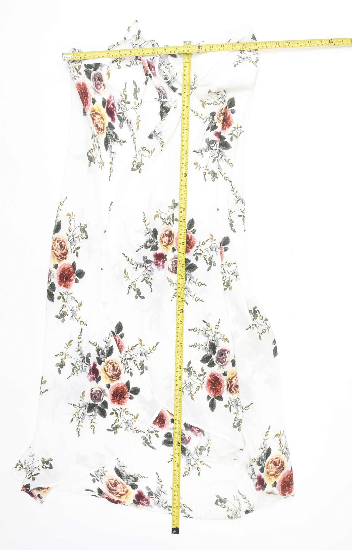 AEVERSE Women’s White Floral Wrap Midi Skirt Size S Lightweight