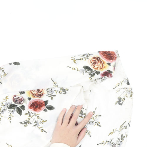 AEVERSE Women’s White Floral Wrap Midi Skirt Size S Lightweight
