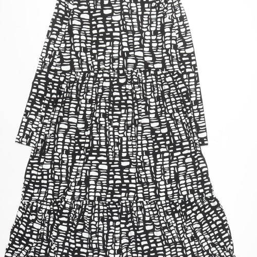 F&F Women's Black Geometric Midi Fit & Flare Dress Size 12