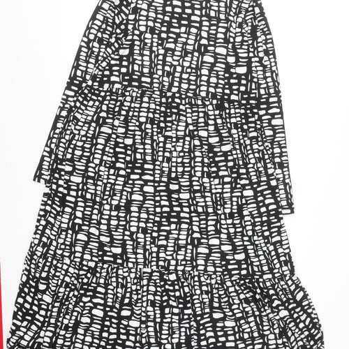 F&F Women's Black Geometric Midi Fit & Flare Dress Size 12