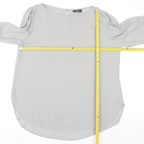 Wallis Women Grey Long Sleeve Beaded Blouse Size L