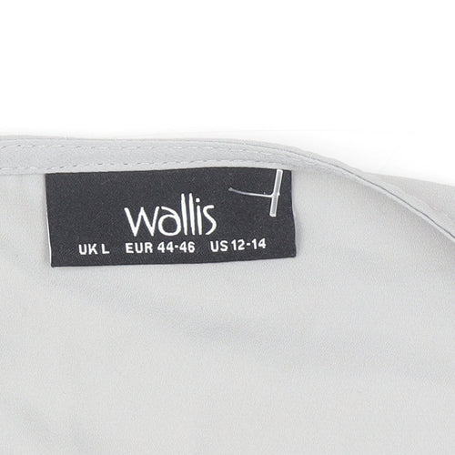 Wallis Women Grey Long Sleeve Beaded Blouse Size L