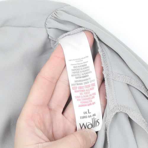 Wallis Women Grey Long Sleeve Beaded Blouse Size L