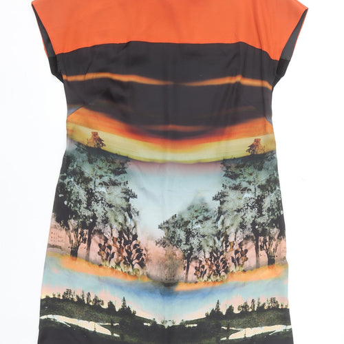 Wallis Women’s Multicoloured Shift Dress Size 12 Art Print Short Sleeve