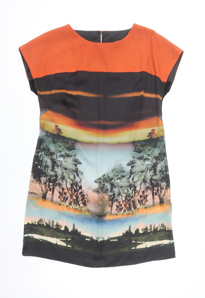 Wallis Women’s Multicoloured Shift Dress Size 12 Art Print Short Sleeve