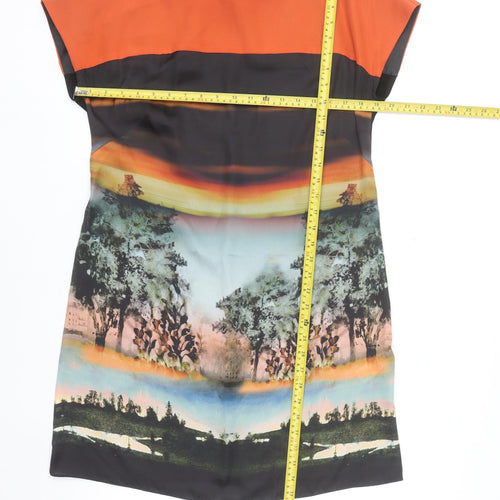 Wallis Women’s Multicoloured Shift Dress Size 12 Art Print Short Sleeve