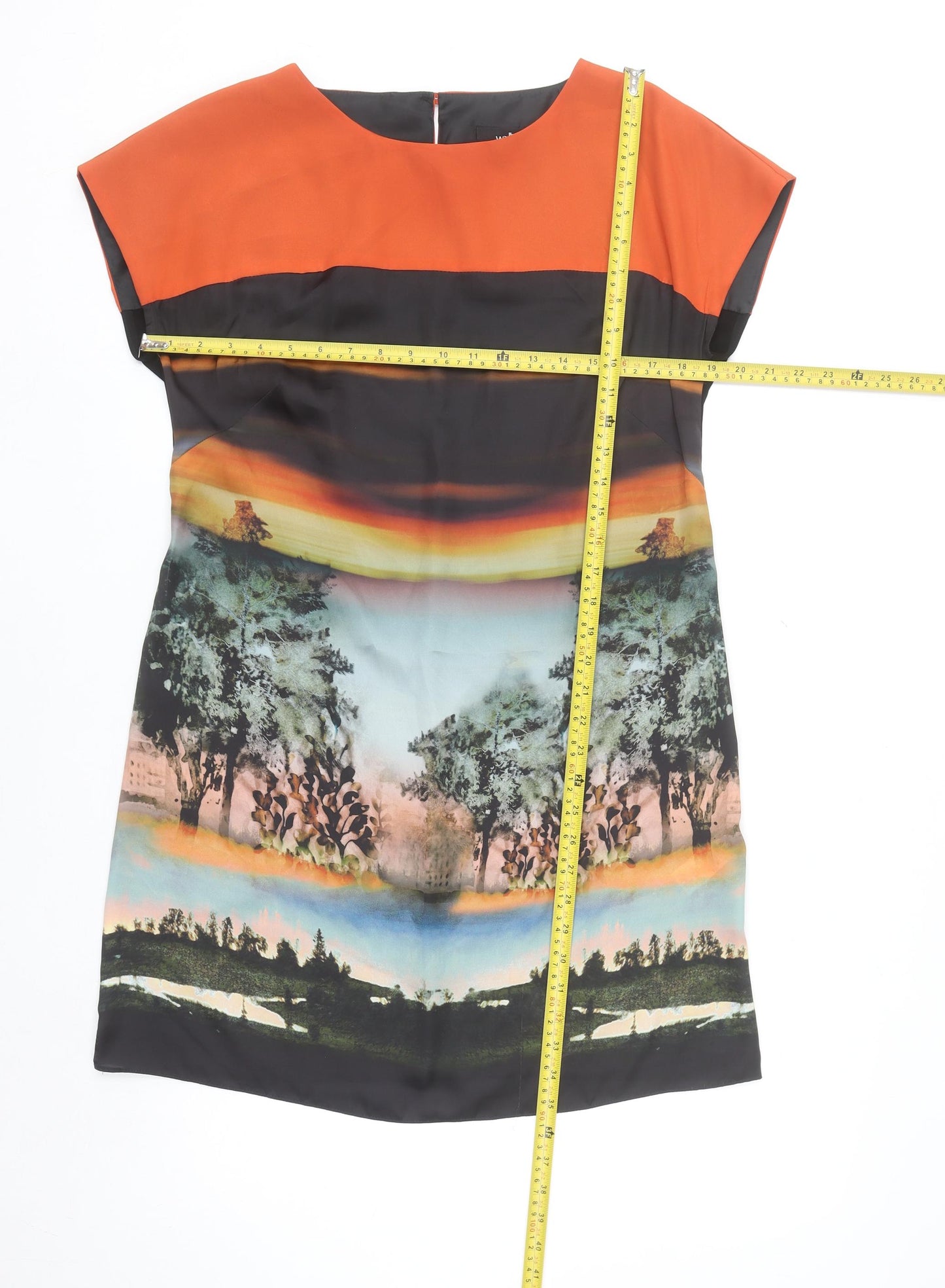 Wallis Women’s Multicoloured Shift Dress Size 12 Art Print Short Sleeve
