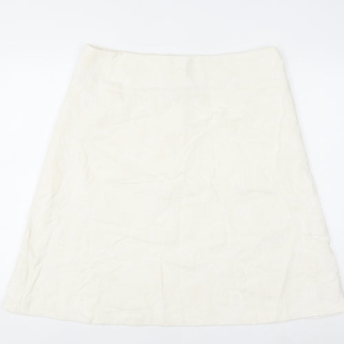 Dunnes Stores Women Ivory A-Line Linen Blend Knee Length Skirt Size 16