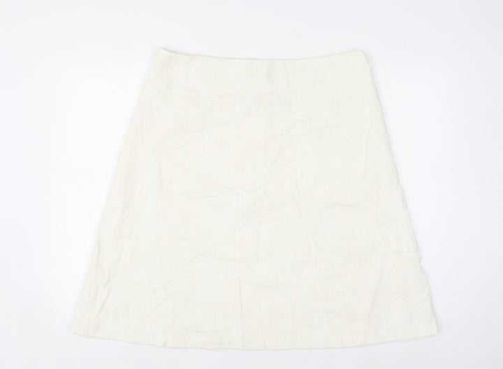 Dunnes Stores Women Ivory A-Line Linen Blend Knee Length Skirt Size 16