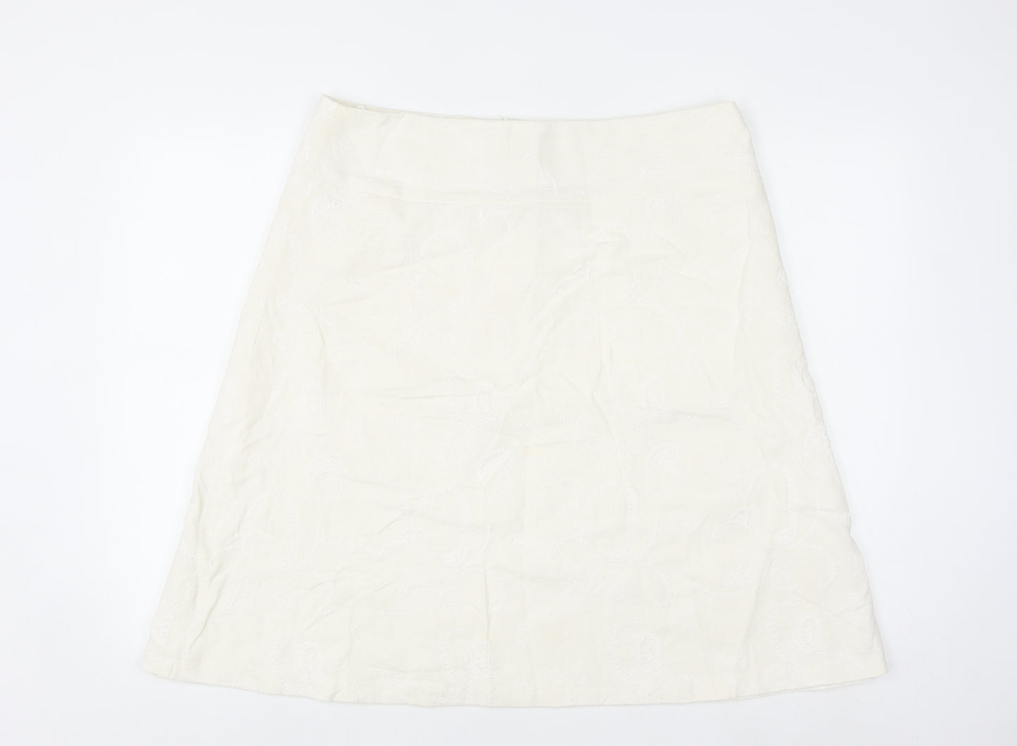 Dunnes Stores Women Ivory A-Line Linen Blend Knee Length Skirt Size 16