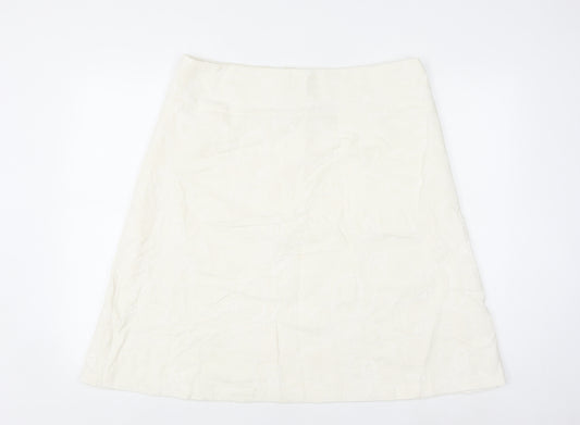 Dunnes Stores Women Ivory A-Line Linen Blend Knee Length Skirt Size 16
