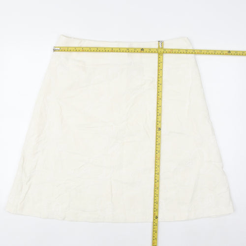 Dunnes Stores Women Ivory A-Line Linen Blend Knee Length Skirt Size 16