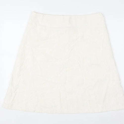 Dunnes Stores Women Ivory A-Line Linen Blend Knee Length Skirt Size 16