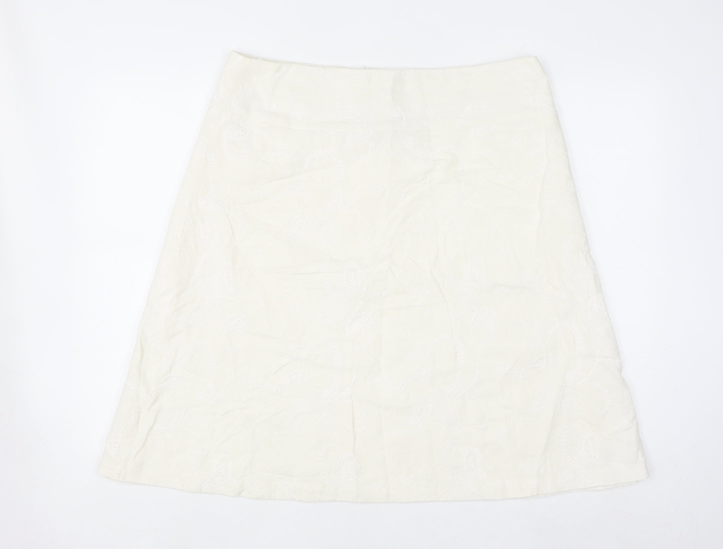 Dunnes Stores Women Ivory A-Line Linen Blend Knee Length Skirt Size 16
