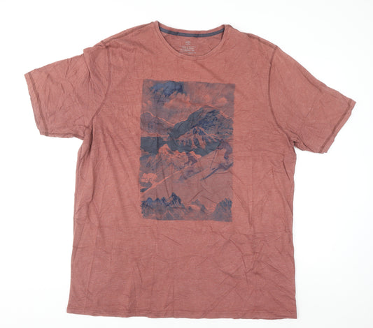 Marks and Spencer Men's Brown XL Graphic Cotton T-Shirt Regular Fit
