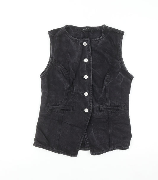 F&F Women's Black Velvet Buttoned Waistcoat UK 10