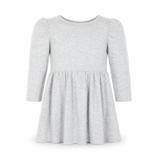 I Love Girlswear Grey Long Sleeve Puff Shoulder Fit & Flare Dress 9 Years