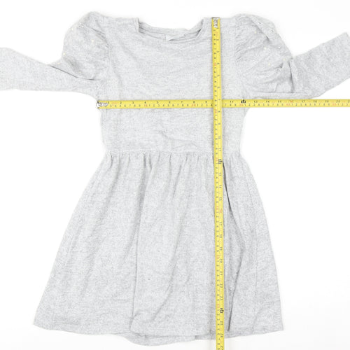 I Love Girlswear Grey Long Sleeve Puff Shoulder Fit & Flare Dress 9 Years