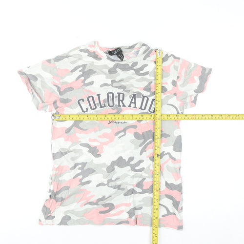 New Look 915 Generation Girls Pink Camo T-Shirt Age 9 Grey & White Cotton