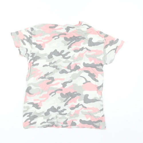 New Look 915 Generation Girls Pink Camo T-Shirt Age 9 Grey & White Cotton