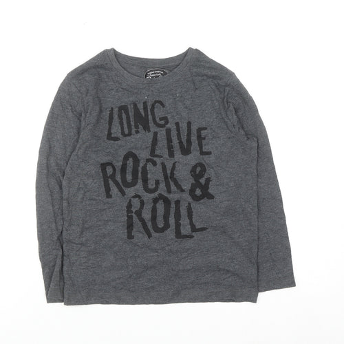 Tu Boys Grey Long Sleeve Rock & Roll Graphic T-Shirt 7 Years