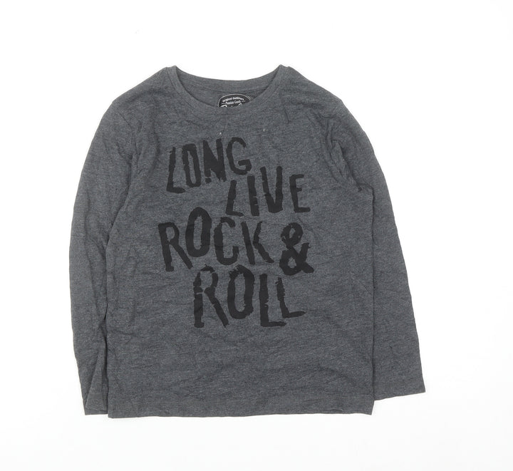 Tu Boys Grey Long Sleeve Rock & Roll Graphic T-Shirt 7 Years