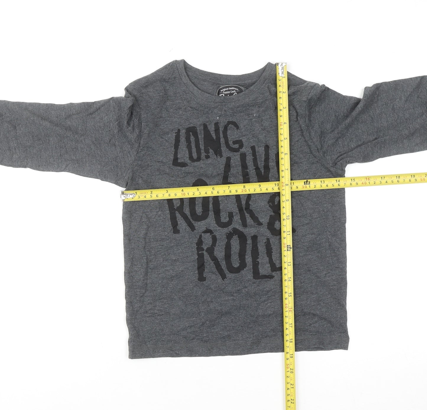 Tu Boys Grey Long Sleeve Rock & Roll Graphic T-Shirt 7 Years
