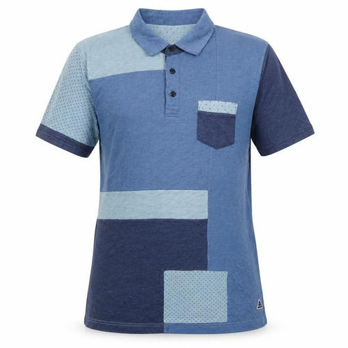 Mango Man Blue Colourblock Slim Fit Cotton Polo Shirt Size L