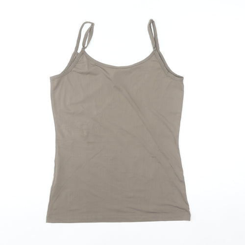 Vero Moda Women Beige Camisole Tank Top M Stretch Jersey