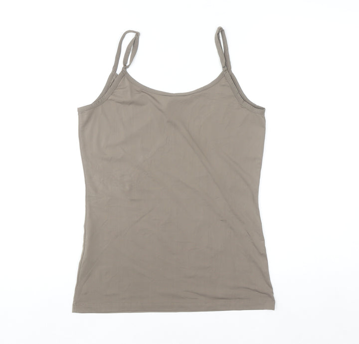 Vero Moda Women Beige Camisole Tank Top M Stretch Jersey