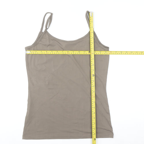 Vero Moda Women Beige Camisole Tank Top M Stretch Jersey
