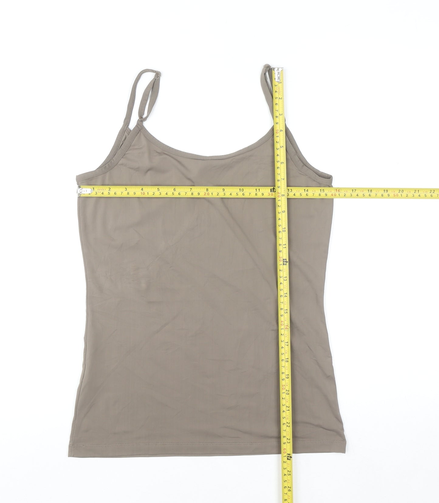 Vero Moda Women Beige Camisole Tank Top M Stretch Jersey
