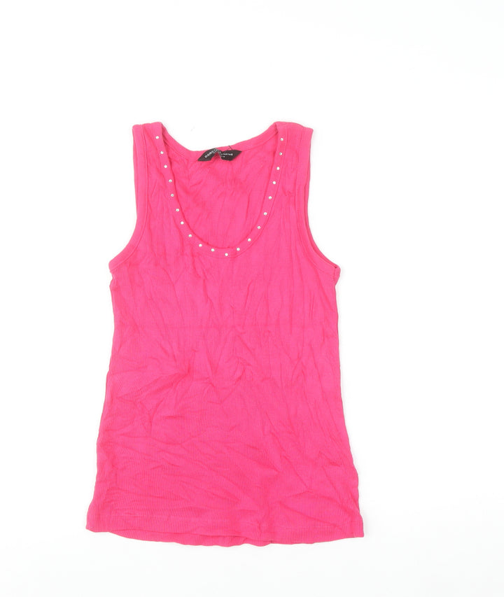 Dorothy Perkins Women's Pink Beaded Cotton Tank Top UK 10