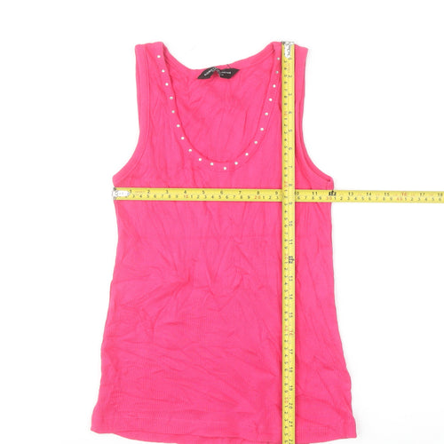 Dorothy Perkins Women's Pink Beaded Cotton Tank Top UK 10