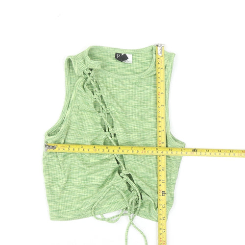 Divided Womens Green Cropped Lace Up Tank Top XXS