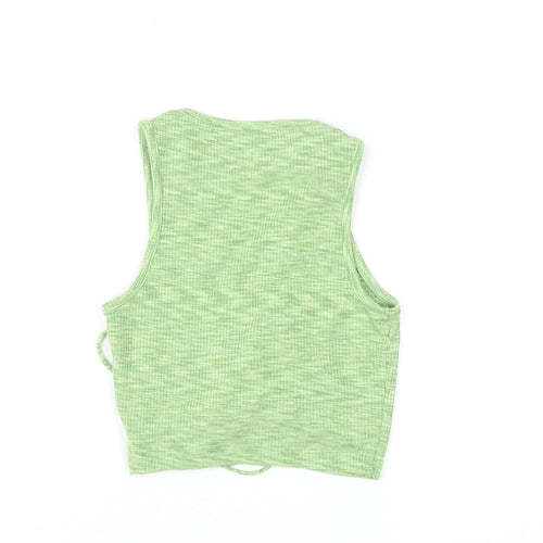 Divided Womens Green Cropped Lace Up Tank Top XXS