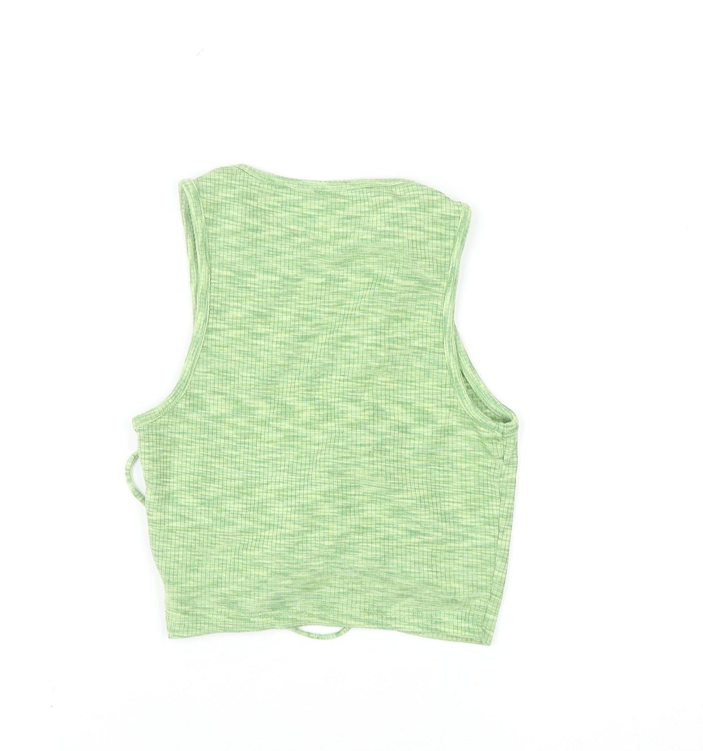 Divided Womens Green Cropped Lace Up Tank Top XXS