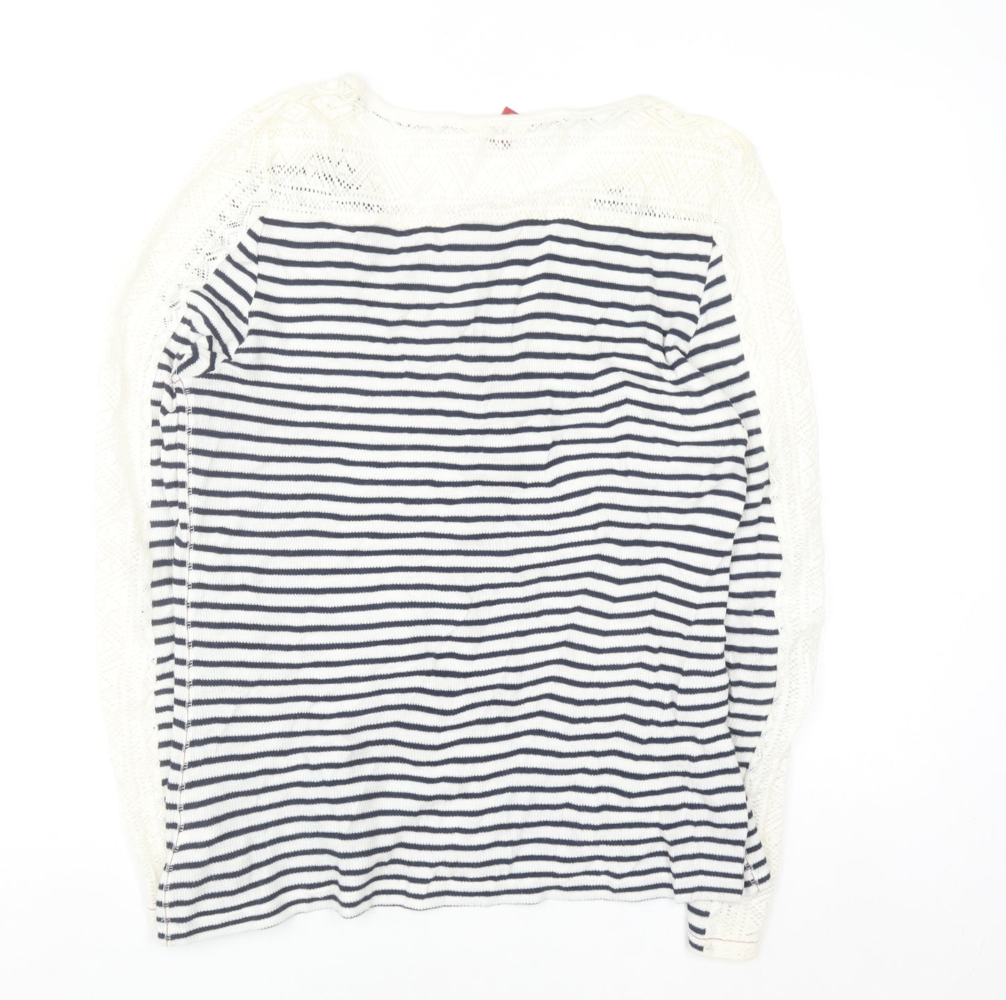 Fat Face Womens Blue White Stripe Henley Knit Jumper Size 16