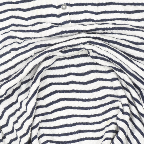 Fat Face Womens Blue White Stripe Henley Knit Jumper Size 16