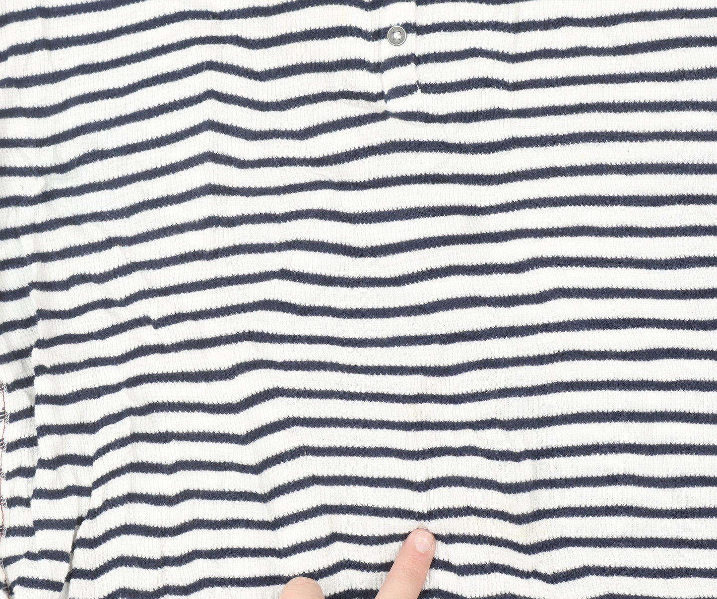 Fat Face Womens Blue White Stripe Henley Knit Jumper Size 16