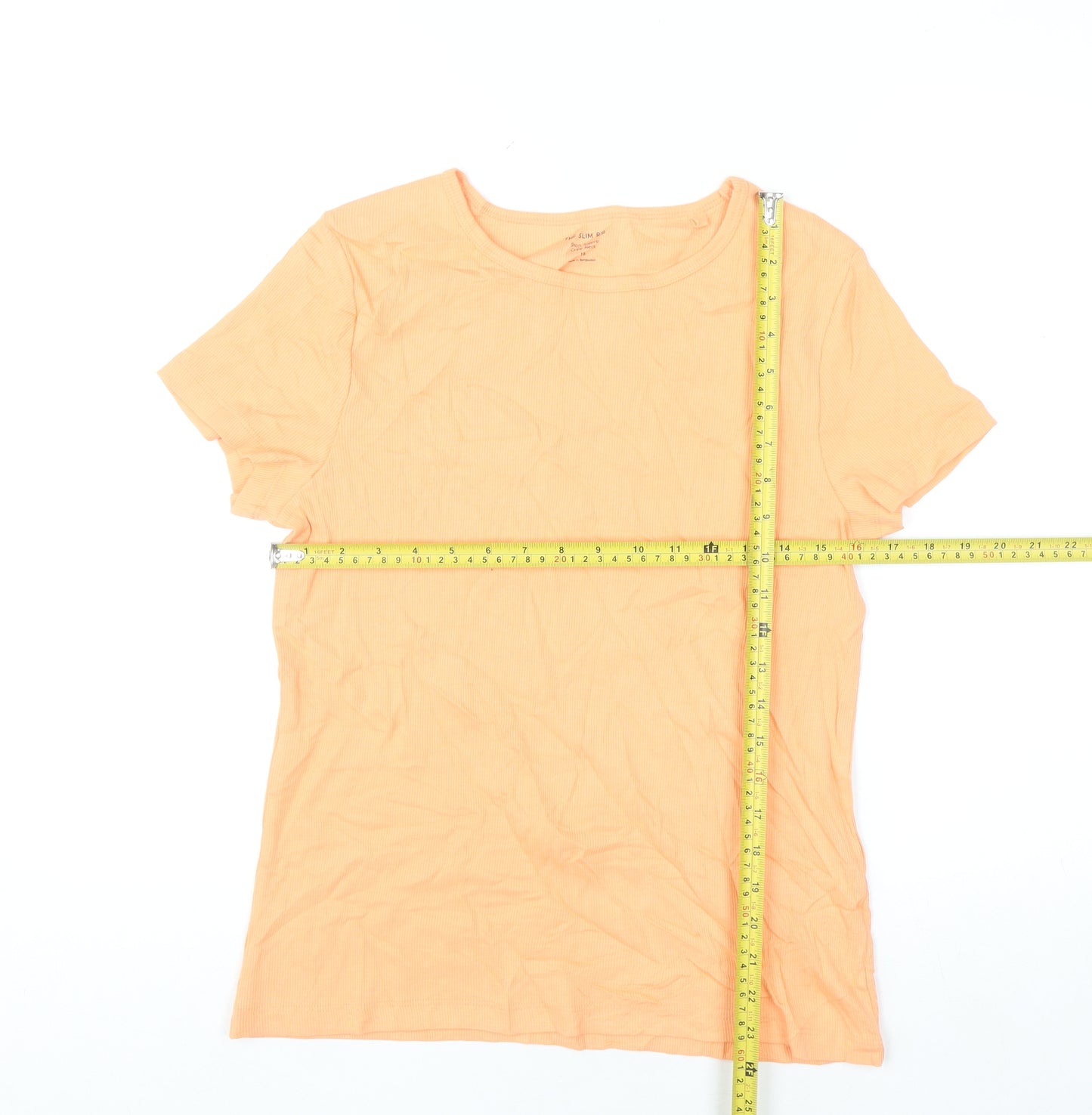 Marks and Spencer Womens Orange Slim Fit Short Sleeve Crew Neck T-Shirt Size 16
